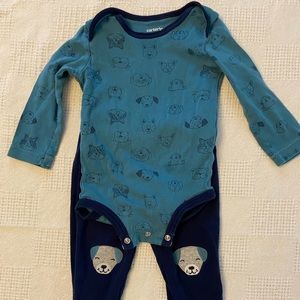 12 mos boys blue doggy onesie set